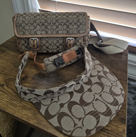 Coach Handbags - Coach Signature Monogrammed Bum Bag and Visor Set